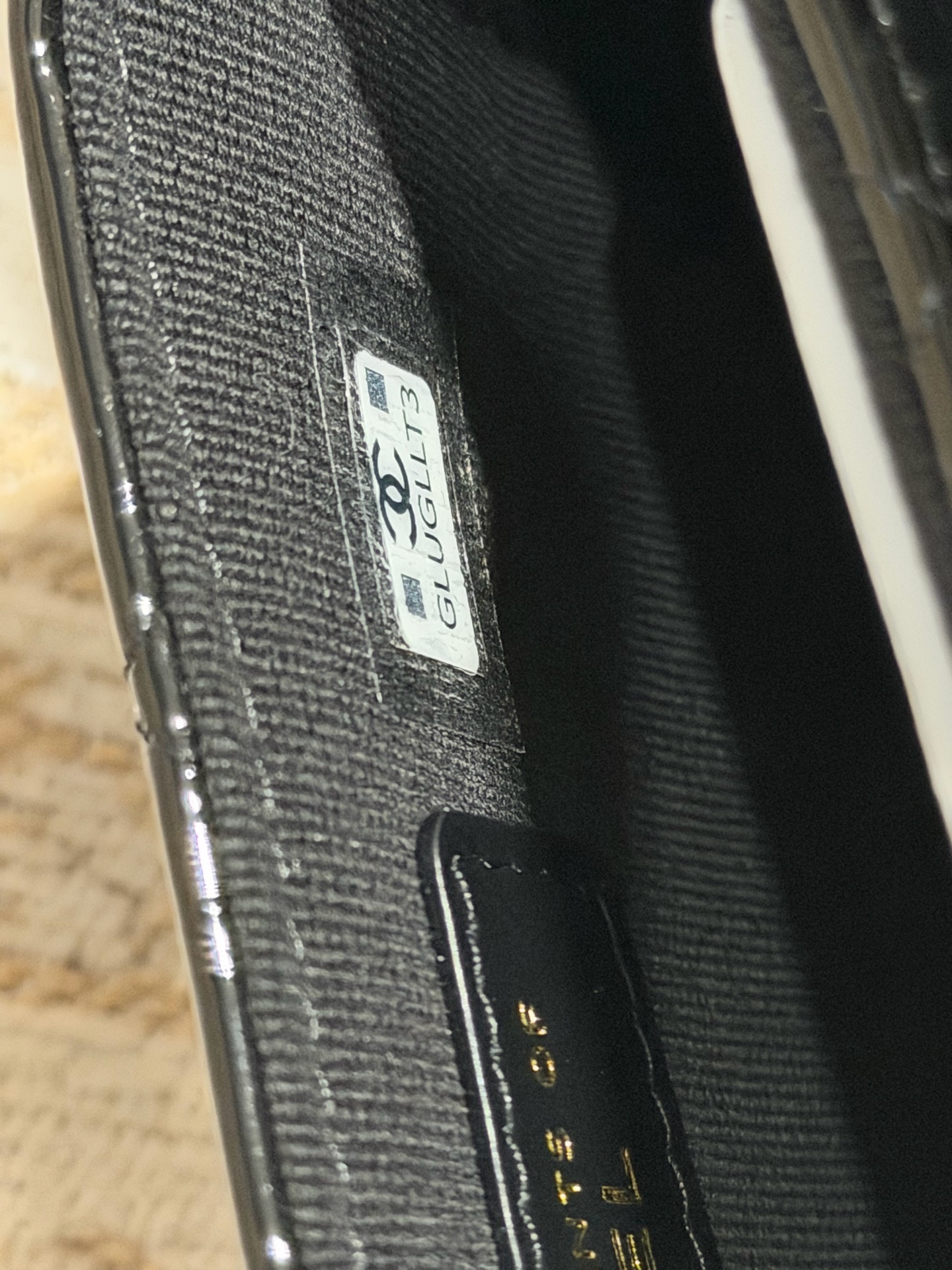 Chanel 25A Black Patent Leather Chain Bag