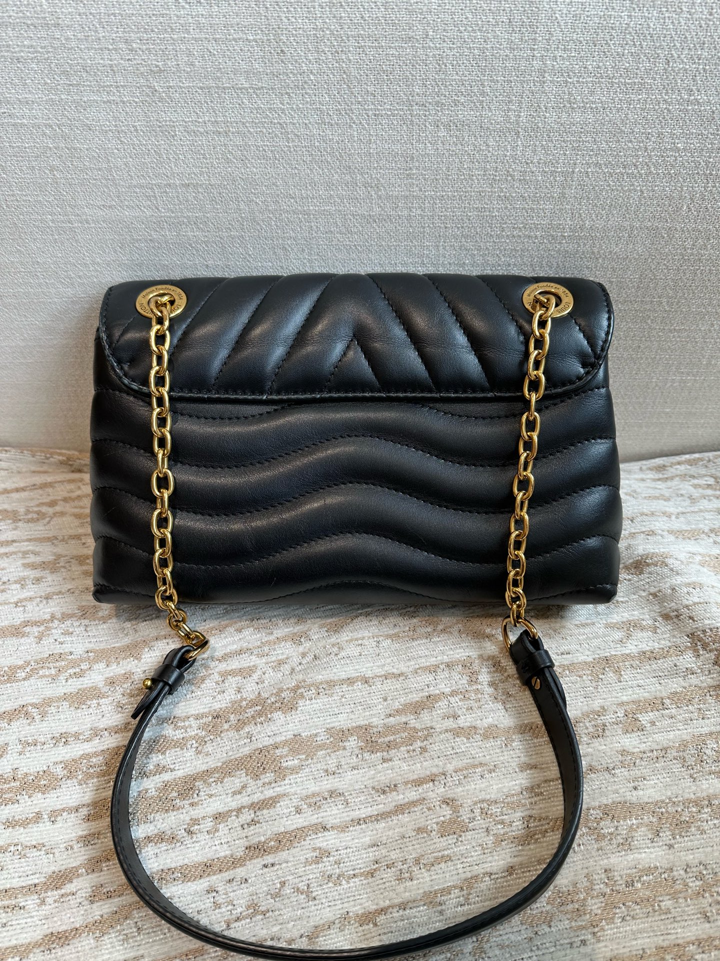 Louis Vuitton New Wave Black Gold Chain Bag Large