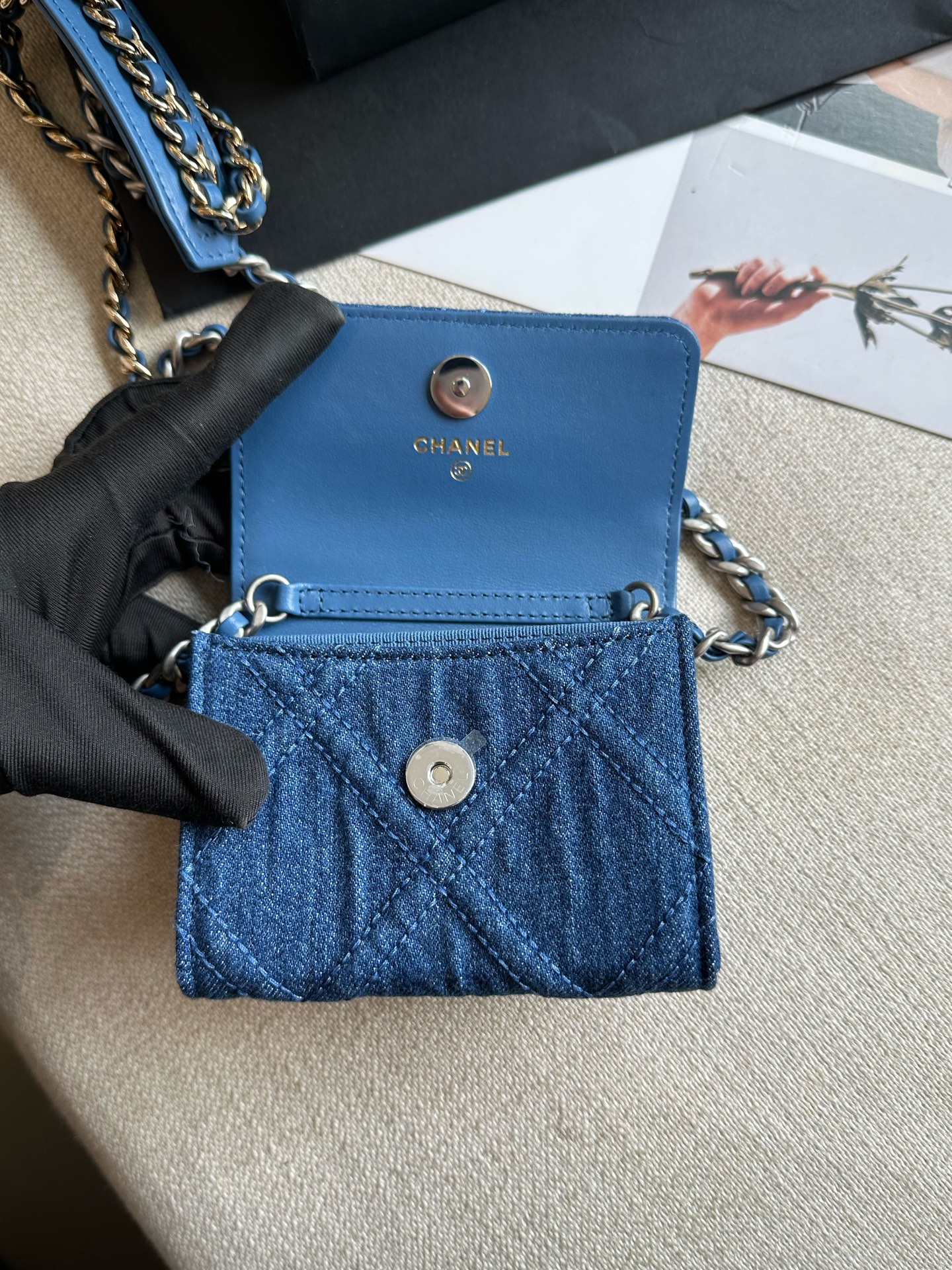 Chanel 22P Denim Mini Crossbody Coin Bag